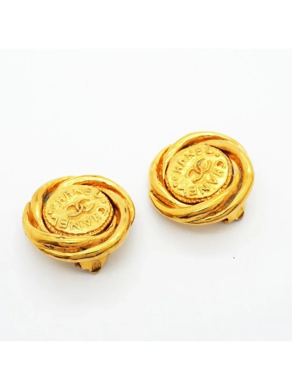 Chanel Earrings Vintage CC Logo Gold Plated